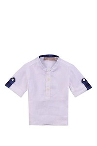 La Stupenderia Mandarin Collar Short-Sleeved Shirt