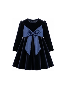 La Stupenderia Rear Zipped Bow Detailed Velvet Dress