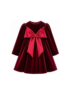 La Stupenderia Rear Zipped Bow Detailed Velvet Dress