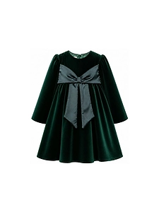 La Stupenderia Rear Zipped Bow Detailed Velvet Dress