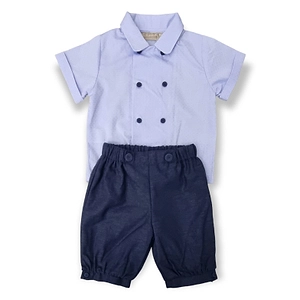 La Stupenderia Short-Sleeved Double-Breasted Trouser Set
