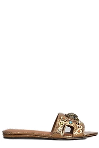 Kurt Geiger London Eagle-Head Embellished Slip-On Sandals
