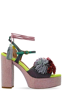 Kurt Geiger London Pom Pom Tie Platform Sandals