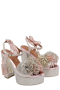 Kurt Geiger London Pom Pom Tie Platform Sandals