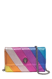 Kurt Geiger London Rainbow-Striped Chain Clutch Bag