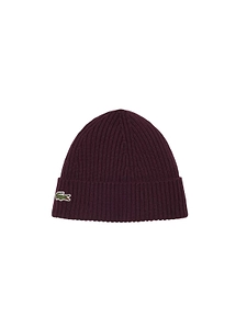 Lacoste Logo Patch Ribbed-Knit Beanie