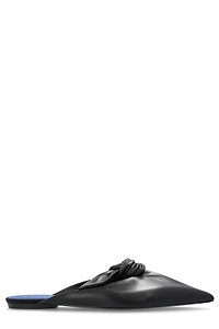 Midnight Step Leather Bow Mules