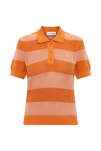 Lacoste Textured Striped Knitted Polo Top