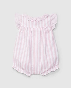 Laranjinha Striped Ruffle Romper