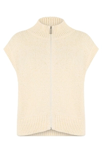 Zip High Collar Knitted Sweater