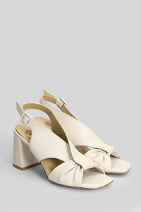 Twist-Detail Block-Heel Slingback Sandals