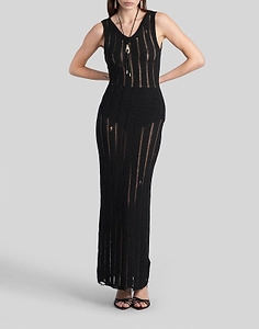 Laneus Sleeveless Distressed Ribbed-Knit Dress