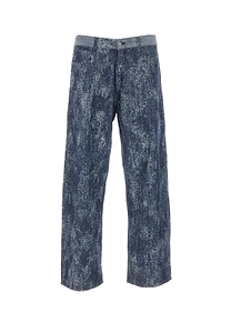 Laneus Wide-Leg Patterned Jeans