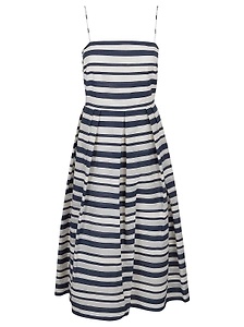 Lauren Ralph Lauren Thin Strapped Striped Midi Dress