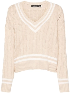 Tedurph V-Neck Cable-Knit Jumper