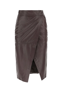 L'autre Chose Ruched Leather Skirt