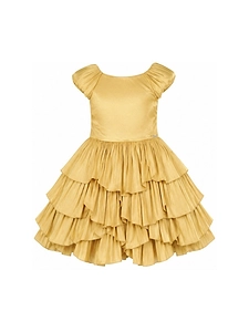 Lanvin Enfant Boat Neck Ruffle Detailed Midi Dress