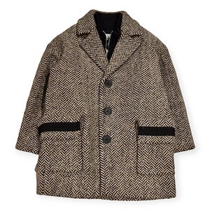 Lanvin Enfant Herringbone Long-Sleeved Single-Breasted Coat