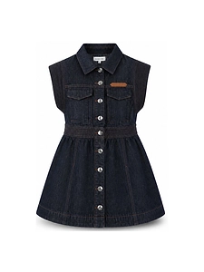 Lanvin Enfant Logo Patch Denim Dress