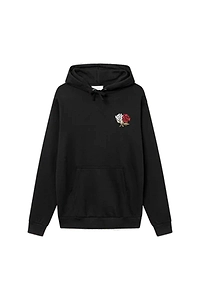 Les Deux Flower-Embroidered Drawstring Hoodie