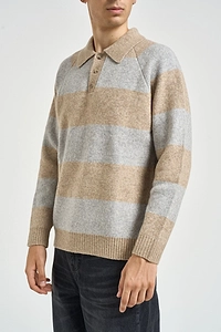 Les Deux Striped Knit Polo Shirt