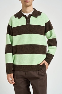 Les Deux Striped Long-Sleeve Polo Shirt