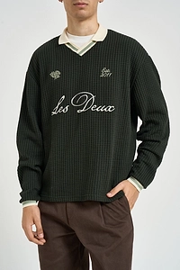 Les Deux Waffle Logo Knitted Sweater