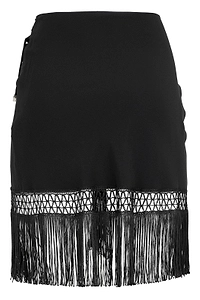 Fringed Asymmetric Mini Skirt