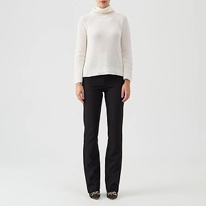 Le Tricot Perugia Cable-Sleeve Turtleneck Sweater