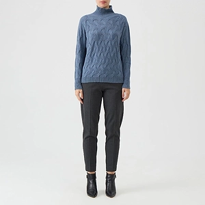 Le Tricot Perugia Cable Knit Turtleneck Sweater