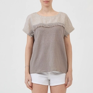 Le Tricot Perugia Fringed Panel T-Shirt