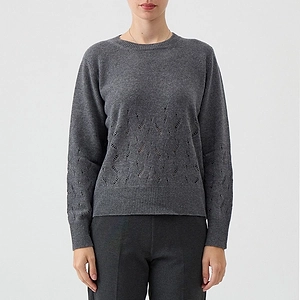 Le Tricot Perugia Pointelle Crew Neck Knitted Sweater
