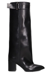 Lella Baldi Buckle-Strapped Pointed Toe Knee Boots