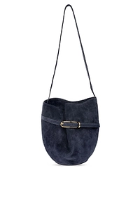 Belted Suede Bucket Bag