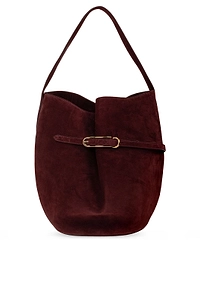 Buckled Suede Bucket Bag