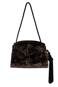 Crushed Velvet Tassel Shoulder Bag