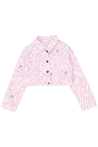 Liu Jo Kids Zebra Printed Cropped Jacket