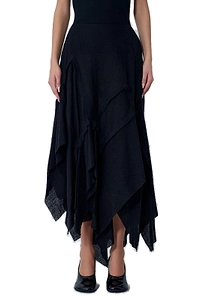 Limi Feu Draped Frilled Midi Skirt