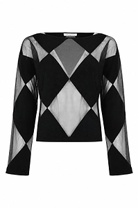Liviana Conti Sheer Argyle Knitted Sweater