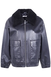 Liviana Conti Vincent Shearling-Collar Leather Jacket