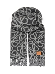 Loewe Anagram Intarsia Fringed Scarf