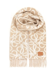 Loewe Anagram Intarsia Fringed Scarf