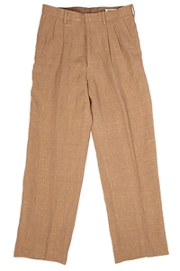 Linen Pleated Straight-Leg Trousers