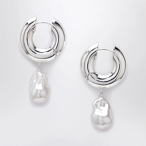 Sculpted Hoop Drop Earrings