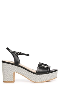 Liu Jo Logo Strap Block Heel Sandals