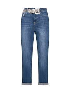 Liu Jo Crystal-Embellished Belt Cropped Jeans