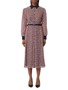 Liu Jo Geometric-Pattern Long-Sleeved Midi Dress
