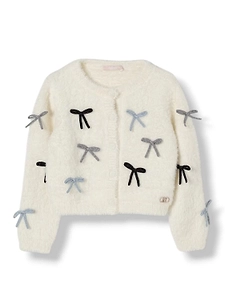 Liu Jo Kids Bow-Embellished Long Sleeved Cardigan