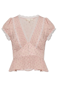 Loveshackfancy Bondy Lace Trim Peplum Top