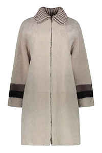 Lorena Antoniazzi Shearling Knit-Collar Coat